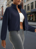 Winter Fleece Cropped Jacket with Stand Collar