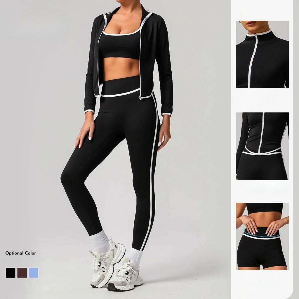 🖤 Seamless Yoga Set – High Waist, Hip-Lifting