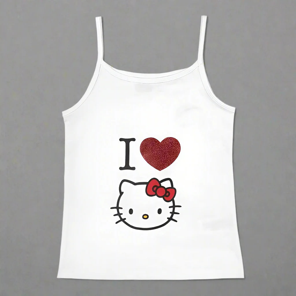 Y2K Hello Kitty Crop Top – Emo Girls Vintage Punk Tank