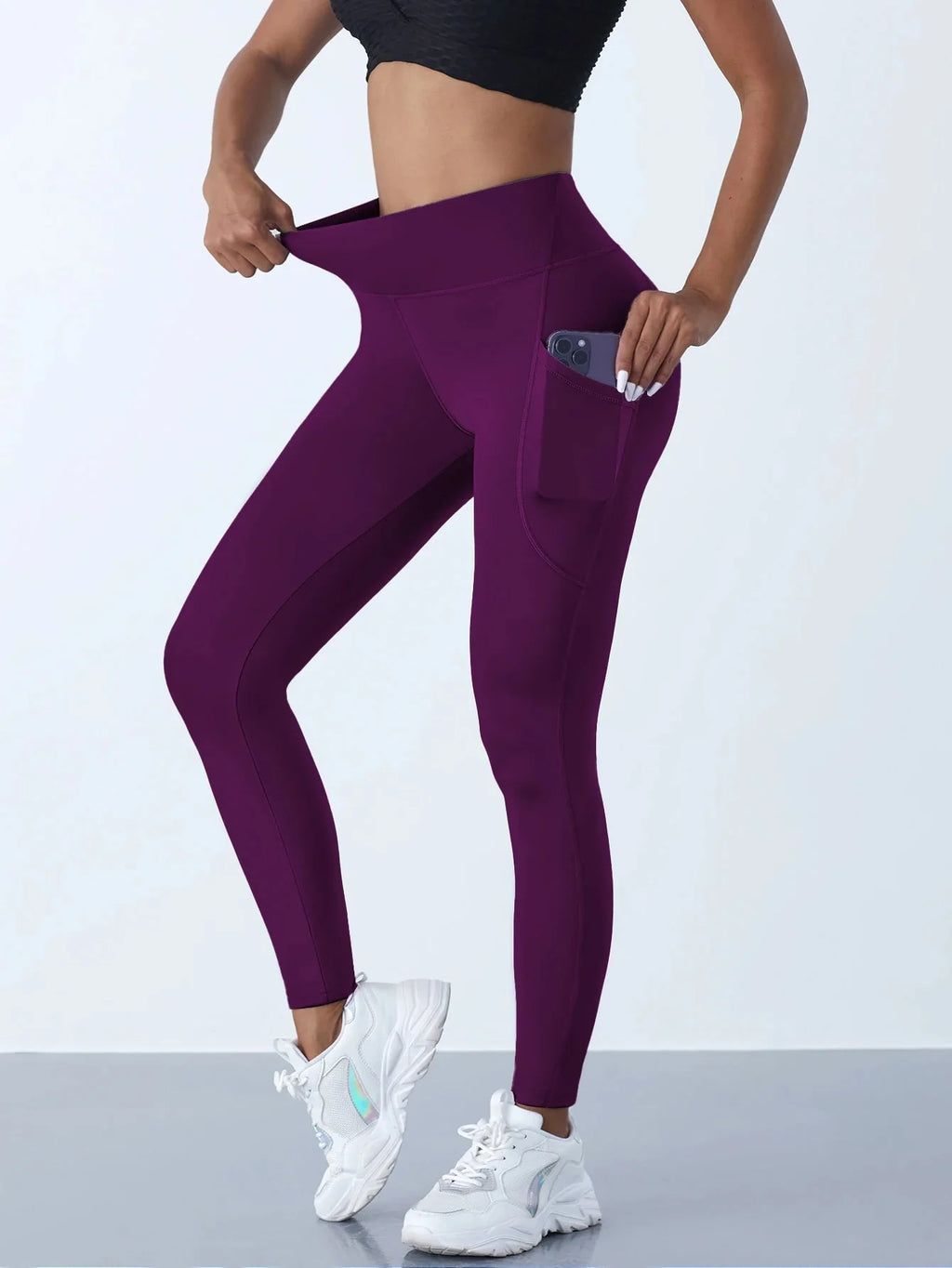 High Waist Pocket Stretch Leggings Women