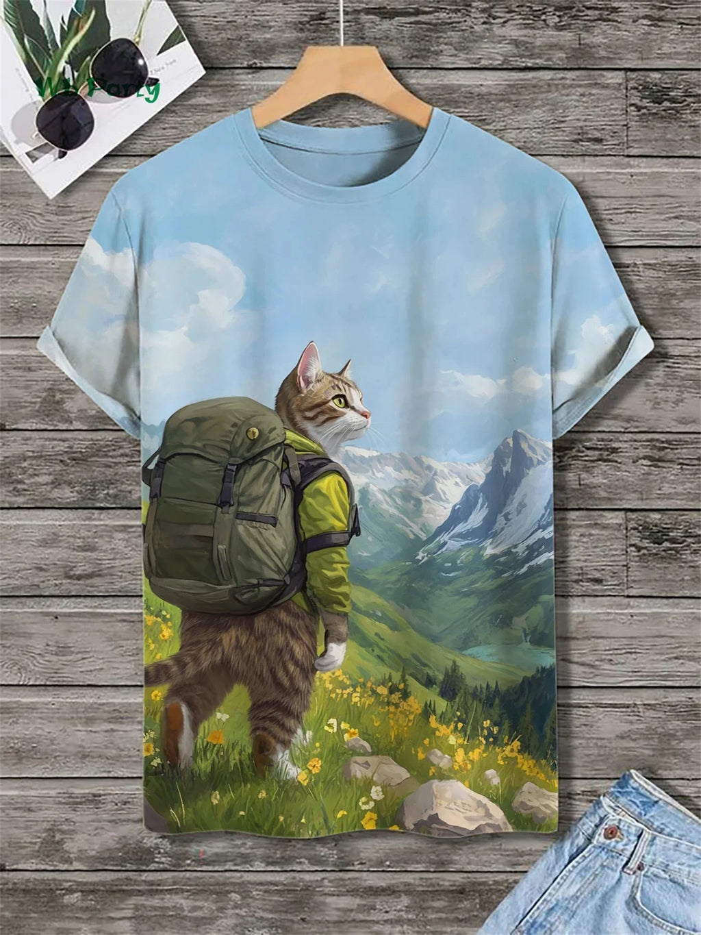 🐱  3D Travel Cat Print T-Shirt – Playful Summer Streetwear