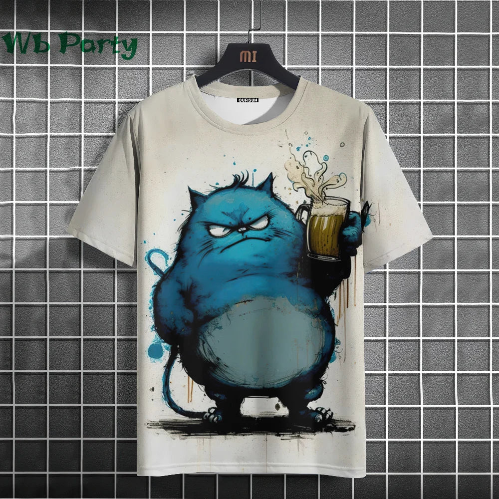 Cat Print shirts - Y2K Graphic T-Shirt