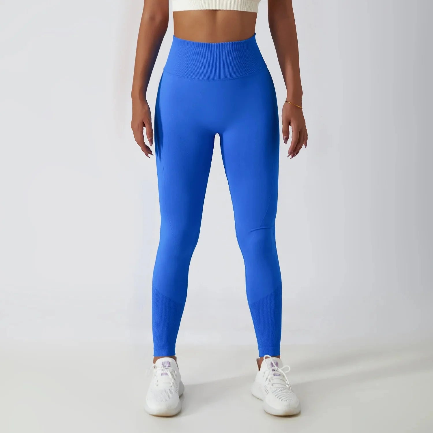 Seamless Ribbed Yoga Leggings – Tummy Control Fit