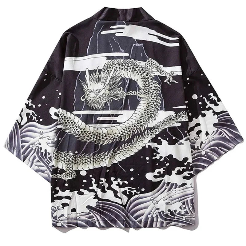 🐉 Summer Japanese Style Anime Dragon Print Haori Yukata