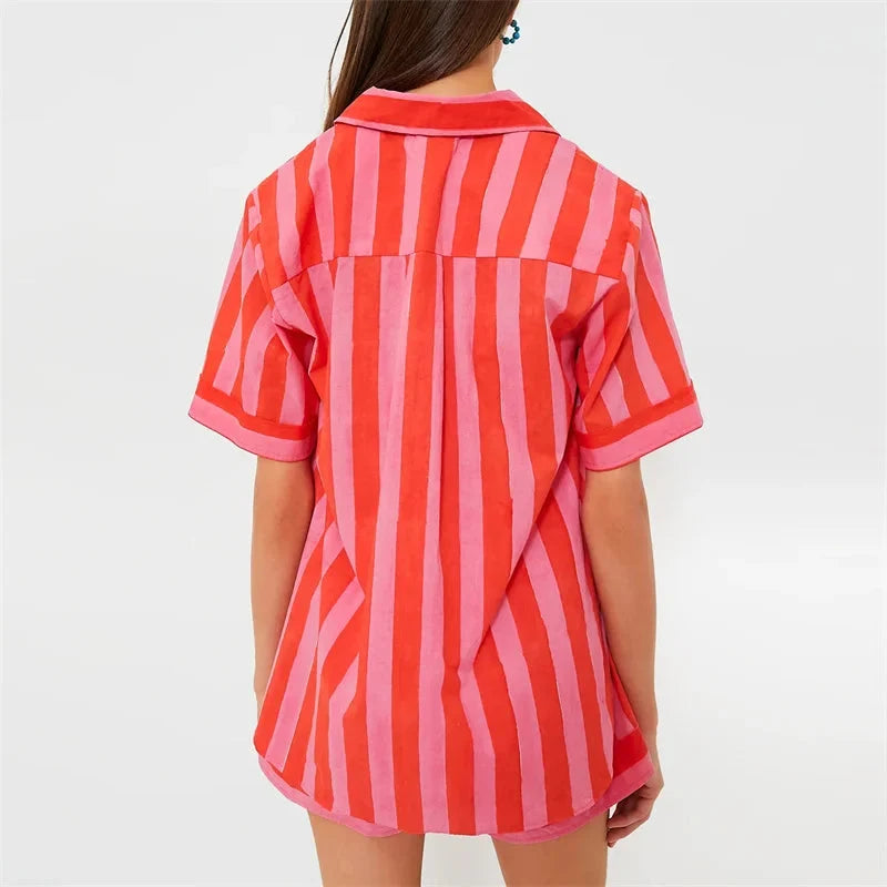 🌞 Lamuusaa 2-Piece Striped Summer Set – 2000s Streetwear Revival