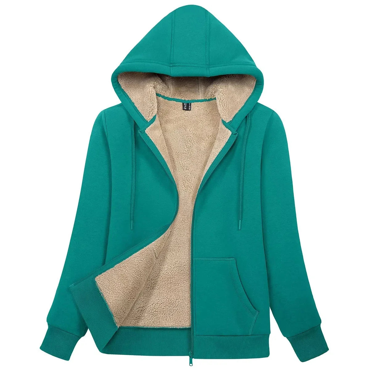 Sherpa-Lined Fleece Zip-Up Hoodie Jacket Women