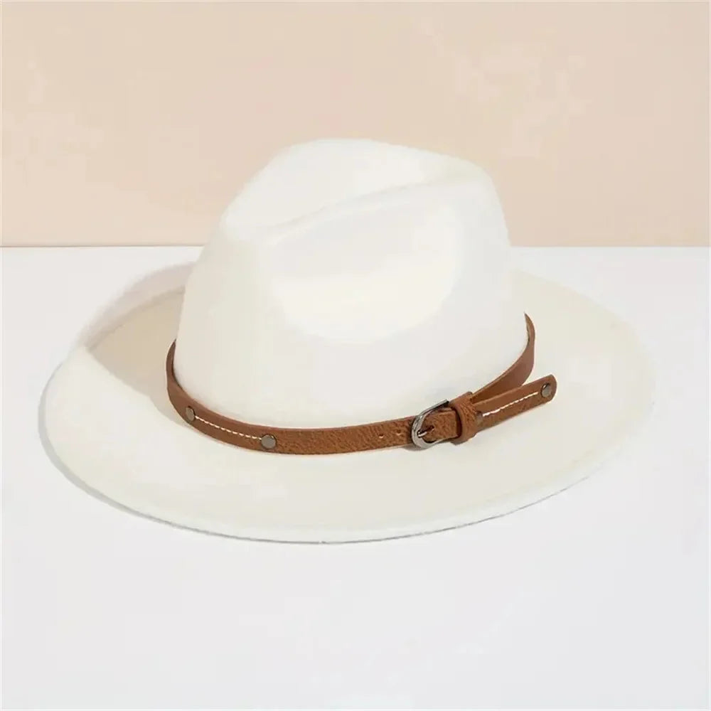 Unisex Wool Fedora – Flat-Brim Felt Hat for Fall & Winter