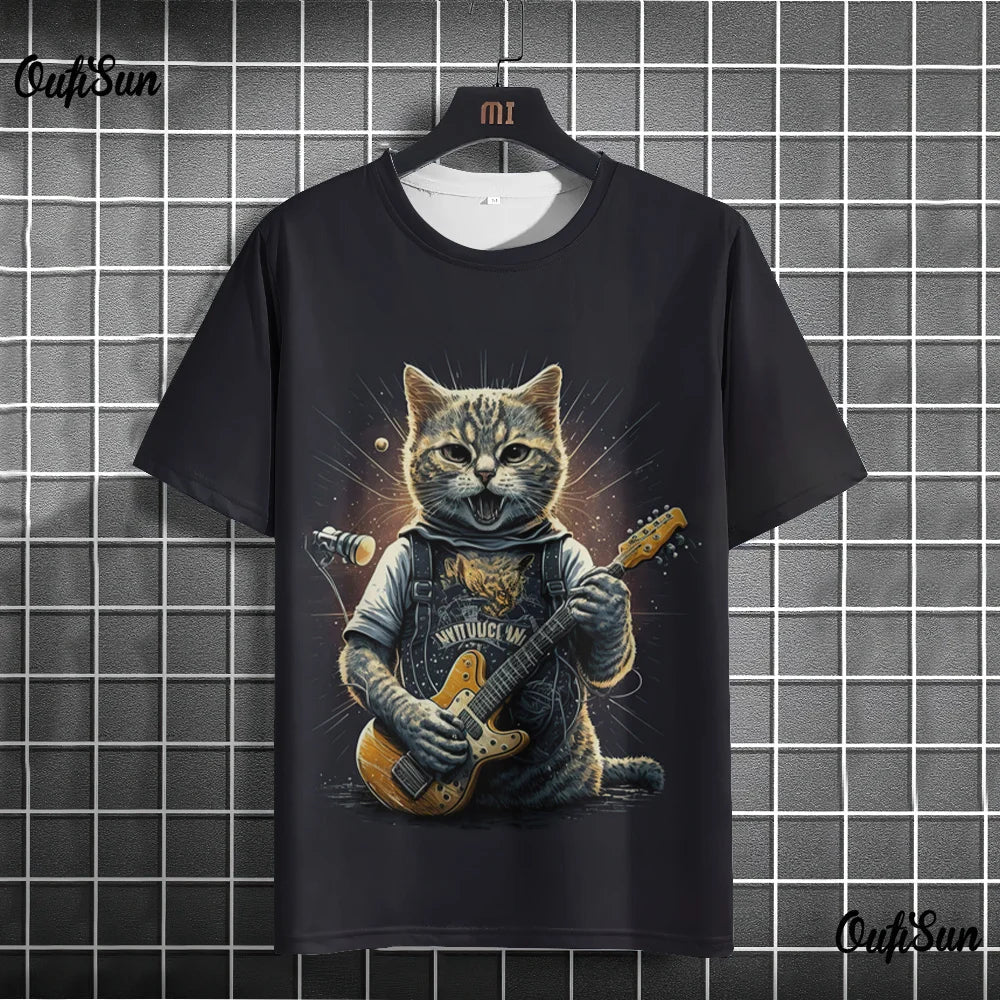 Samurai Cat Graphic T-Shirt – Japanese Style 3D Print Men's Tee