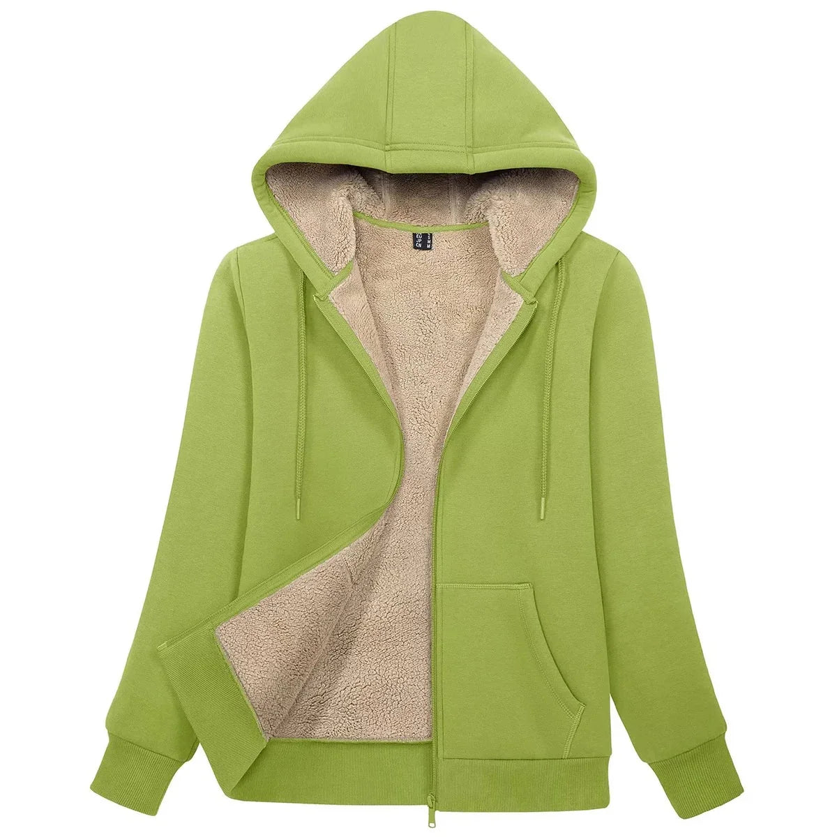 Sherpa-Lined Fleece Zip-Up Hoodie Jacket Women