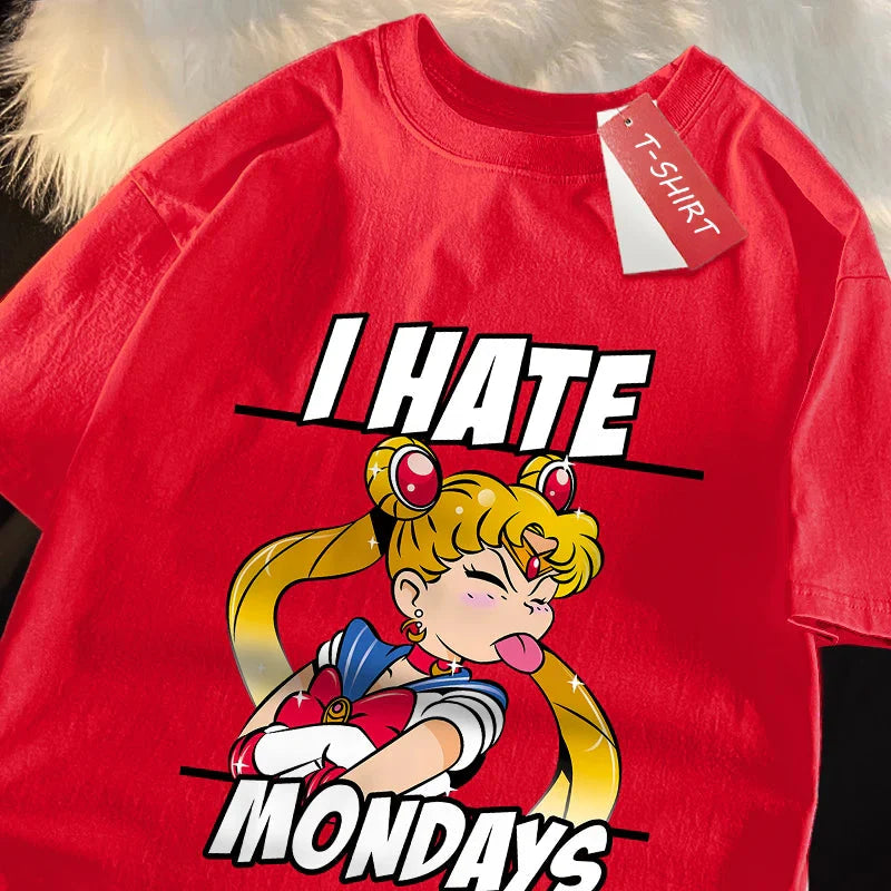 🌙 Sailor Moon Tongue-Out Graphic T-Shirt – Playful Anime Streetwear