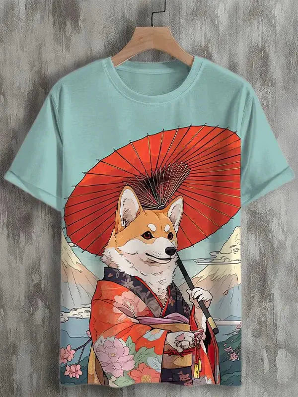 Samurai Cat Graphic T-Shirt – Japanese Style 3D Print Men's Tee