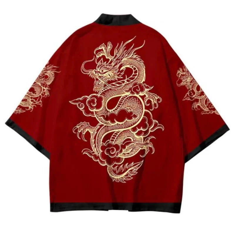 🐉 Summer Japanese Style Anime Dragon Print Haori Yukata