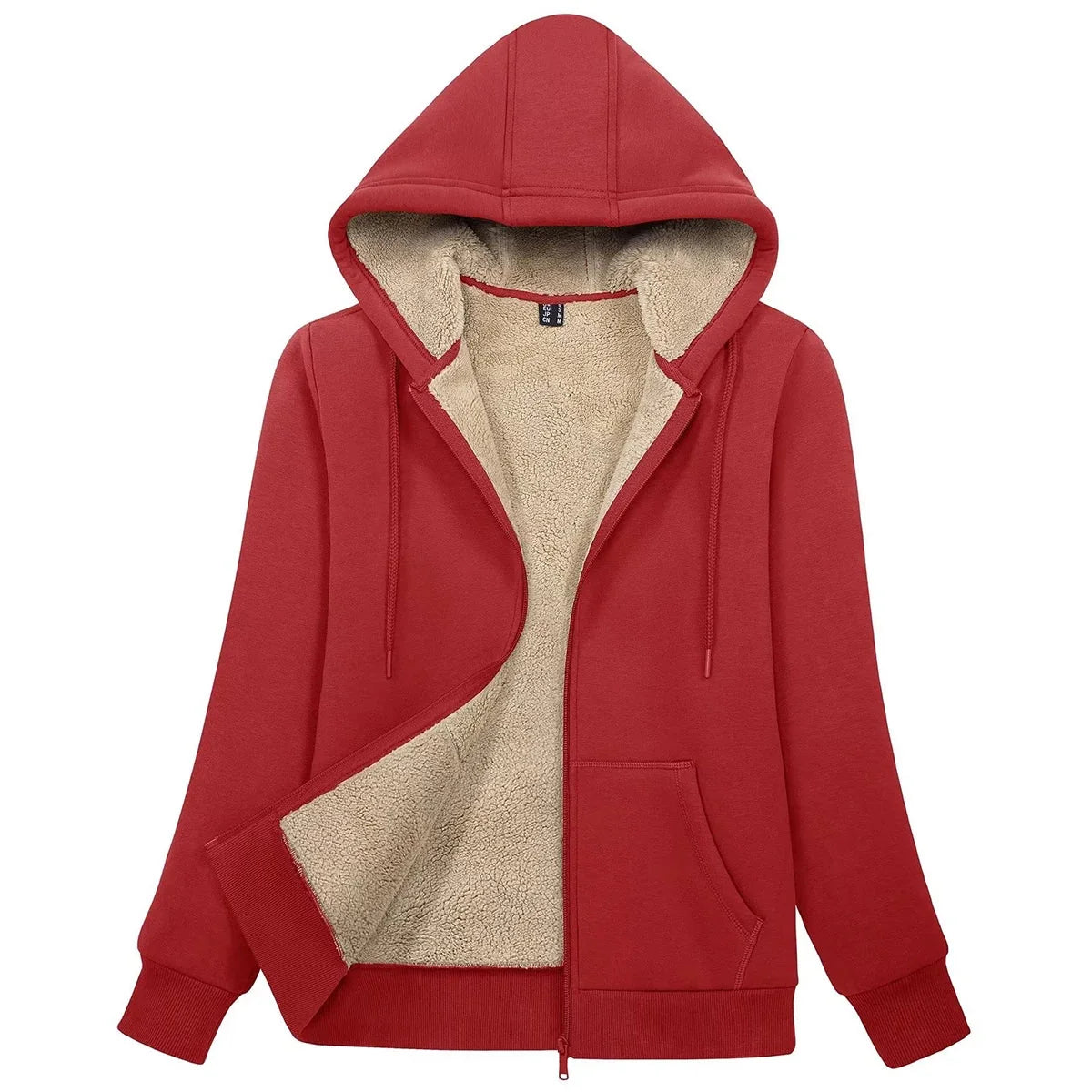 Sherpa-Lined Fleece Zip-Up Hoodie Jacket Women