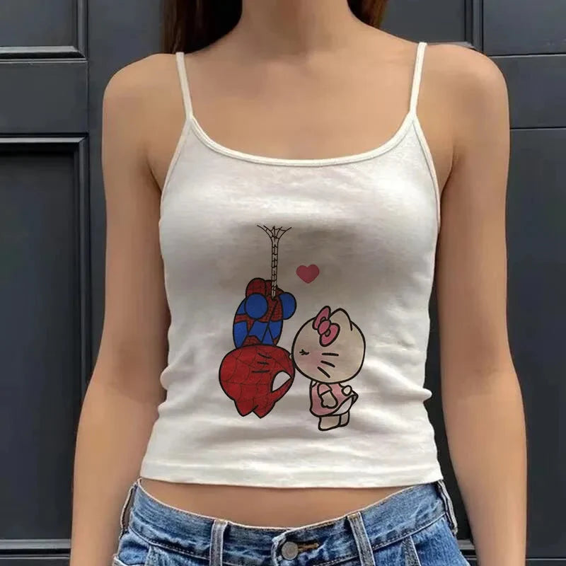 Y2K Hello Kitty Crop Top – Emo Girls Vintage Punk Tank