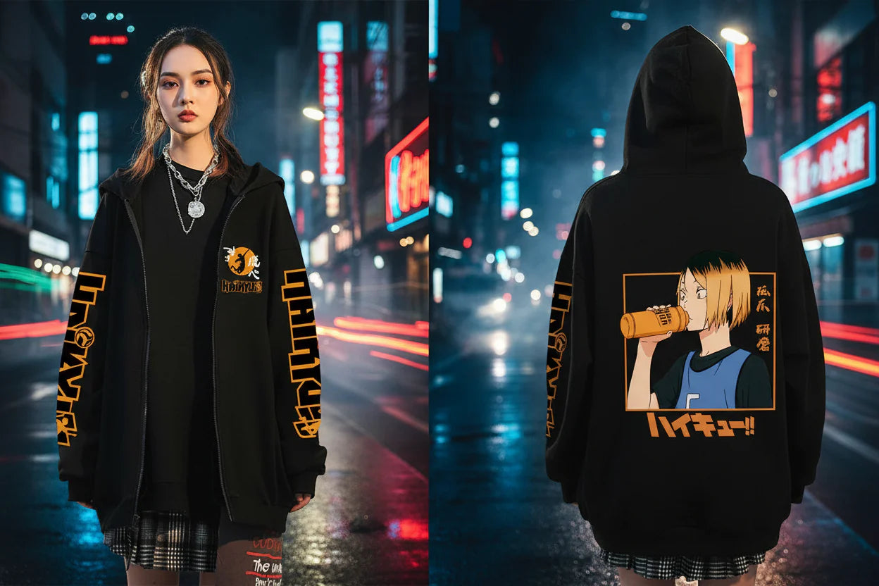 🏐 Haikyuu!! Karasuno High School Zip-Up Hoodie – Unisex Anime Streetwear