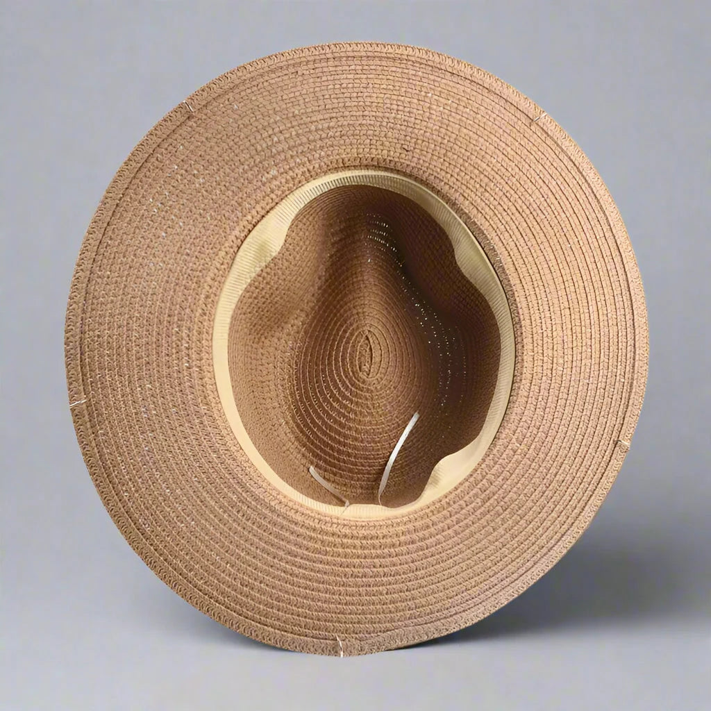 Unisex Metal Letter Straw Panama Hat
