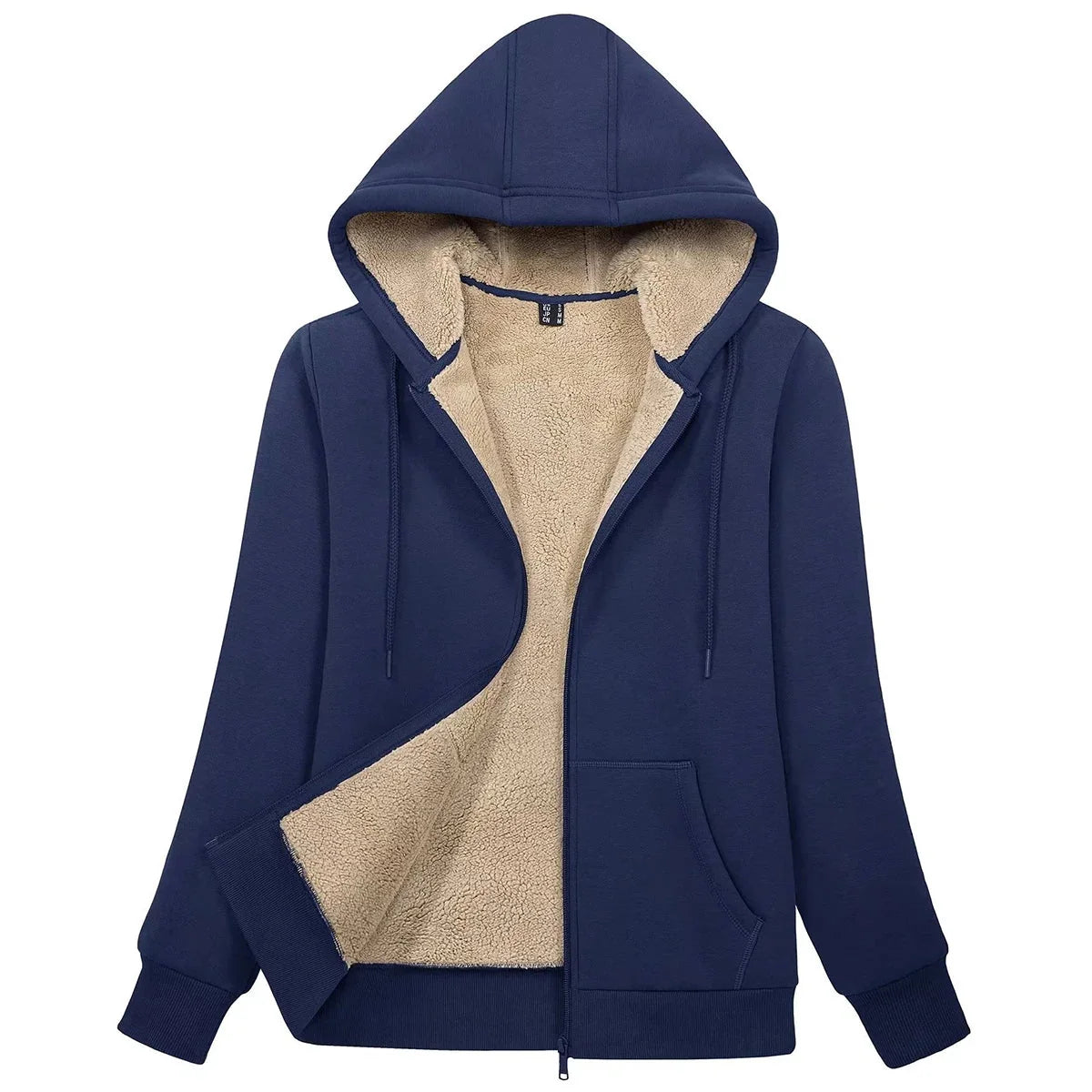 Sherpa-Lined Fleece Zip-Up Hoodie Jacket Women