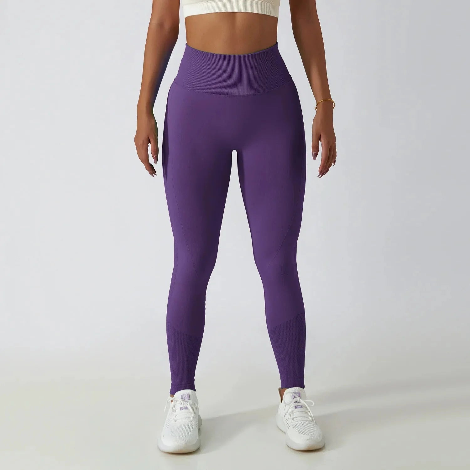 Seamless Ribbed Yoga Leggings – Tummy Control Fit
