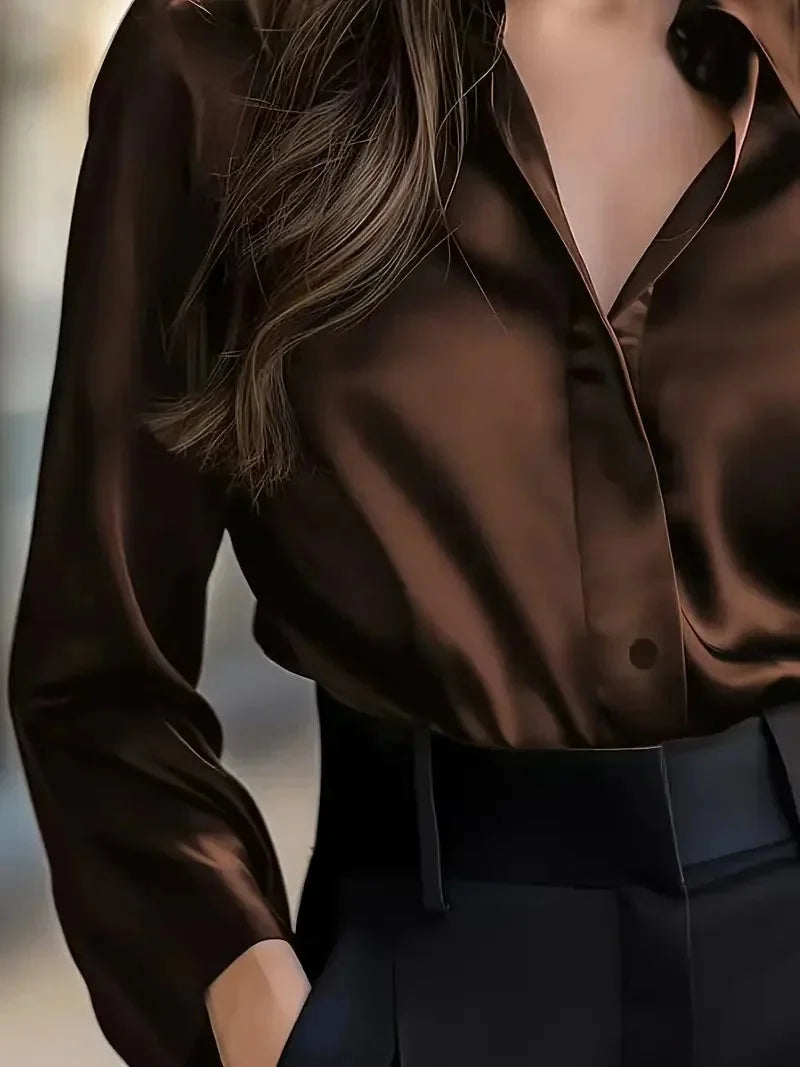Women’s Spring-Autumn Lapel Button Shirt