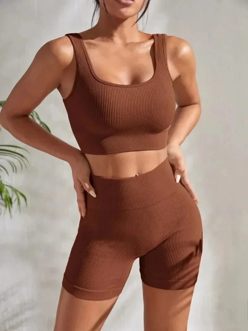 Women's Seamless Ribbed Yoga Set