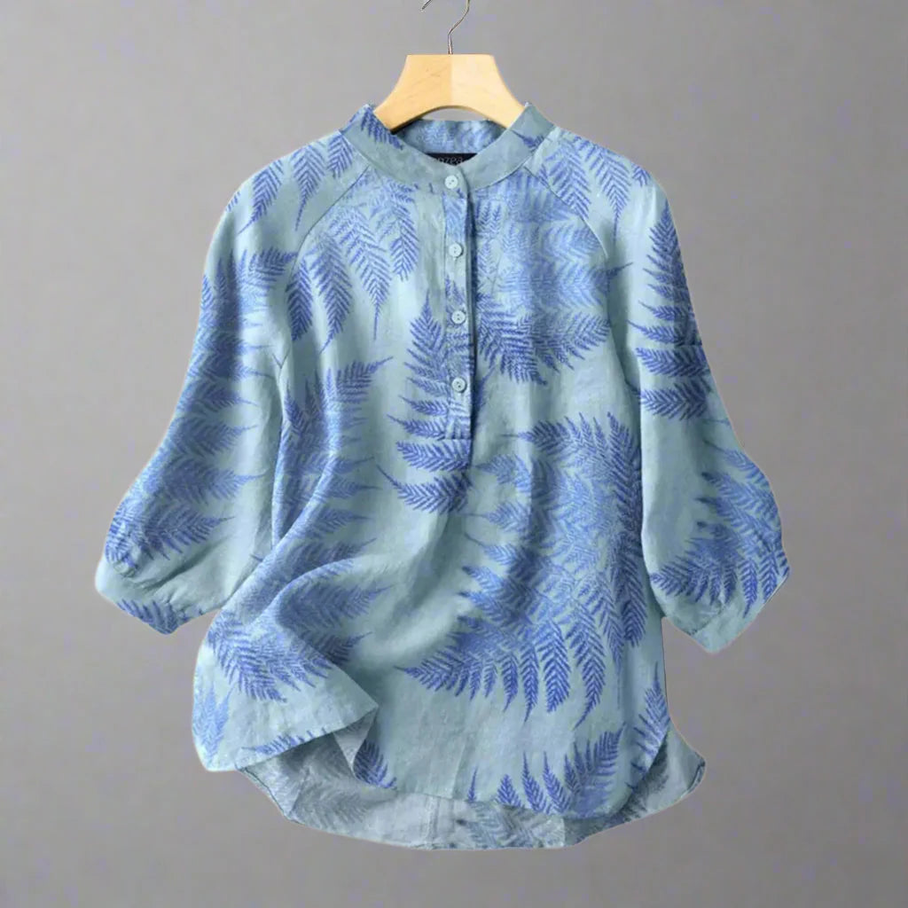 Vintage Cotton-Linen Button Down Blouse