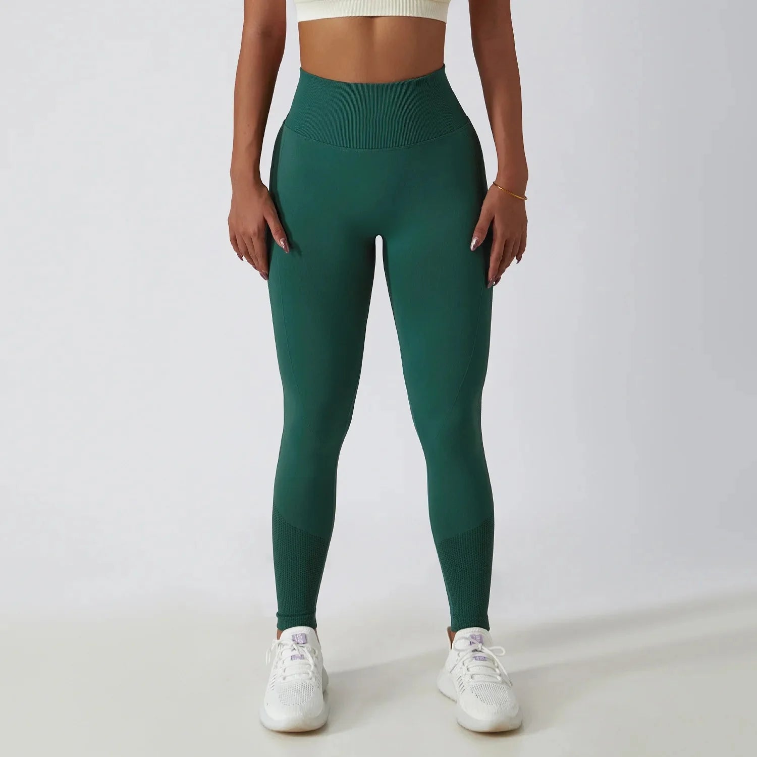 Seamless Ribbed Yoga Leggings – Tummy Control Fit