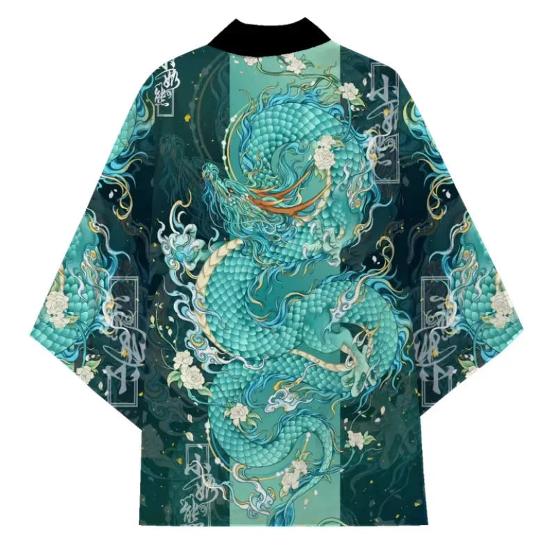 🐉 Summer Japanese Style Anime Dragon Print Haori Yukata
