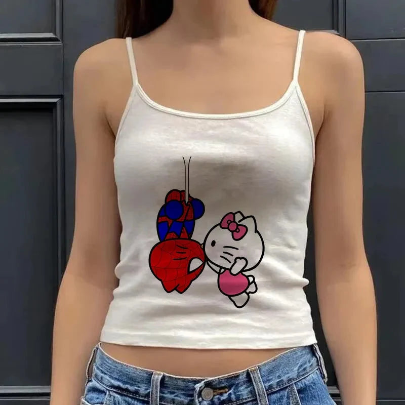 Y2K Hello Kitty Crop Top – Emo Girls Vintage Punk Tank