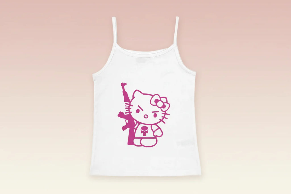 Y2K Hello Kitty Crop Top – Emo Girls Vintage Punk Tank