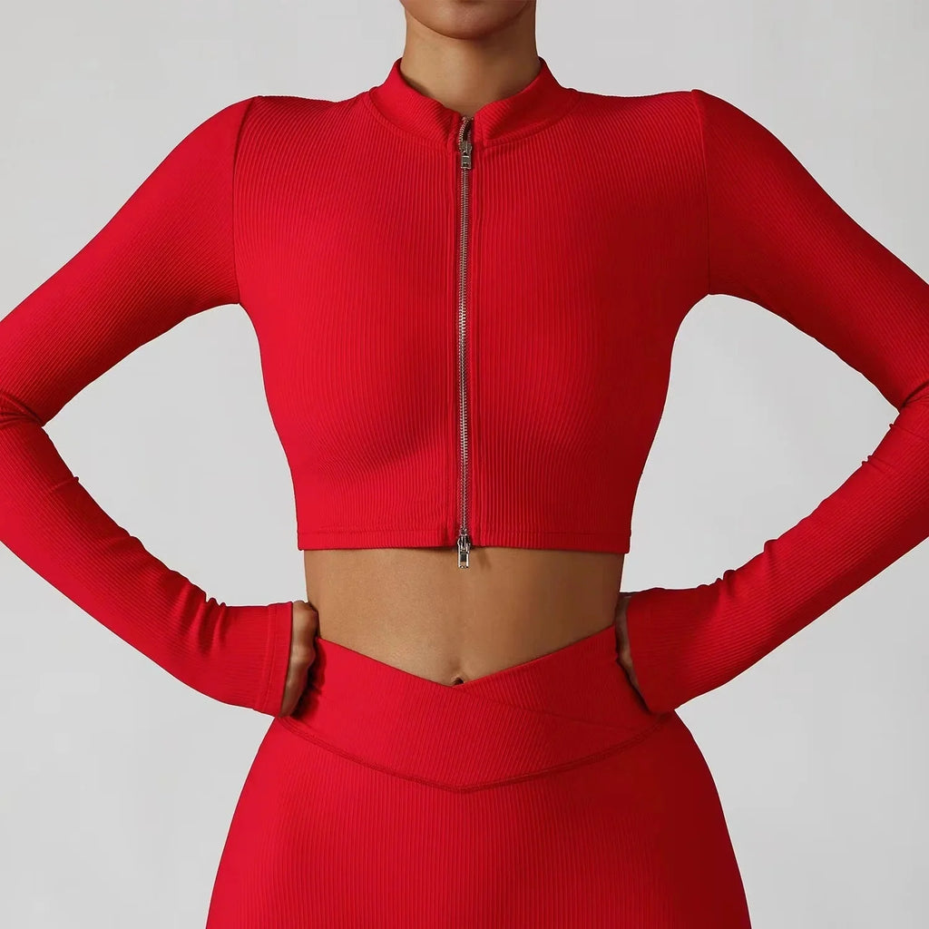 3-Piece Seamless Yoga Set – Jacket, Bra & Leggings