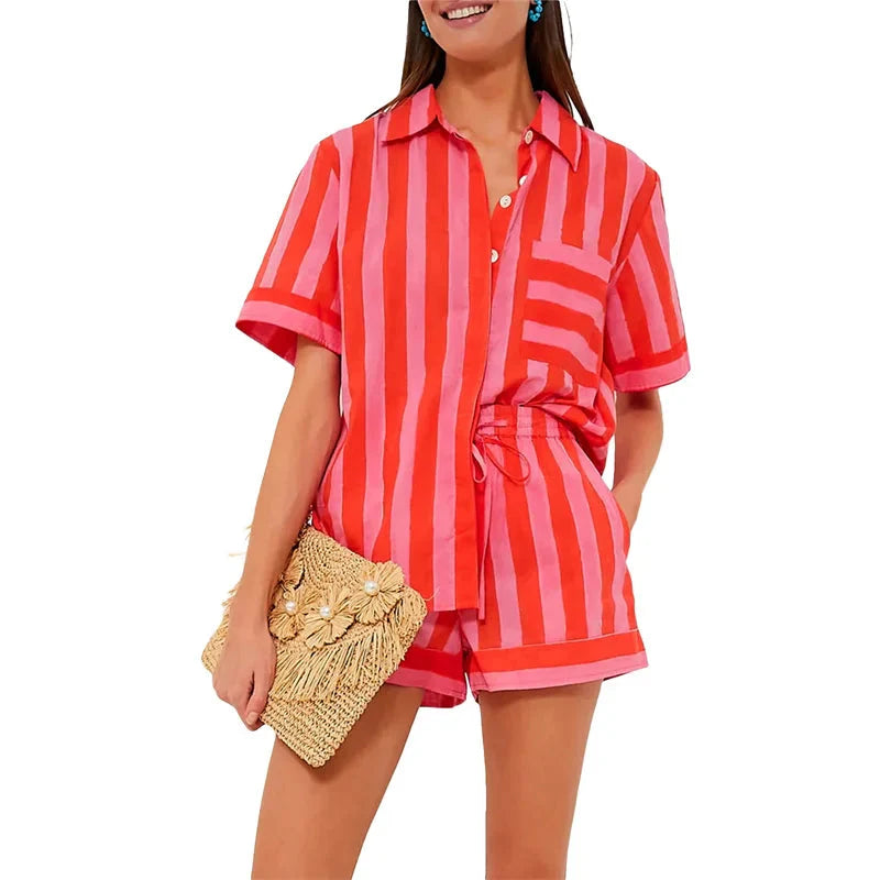 🌞 Lamuusaa 2-Piece Striped Summer Set – 2000s Streetwear Revival