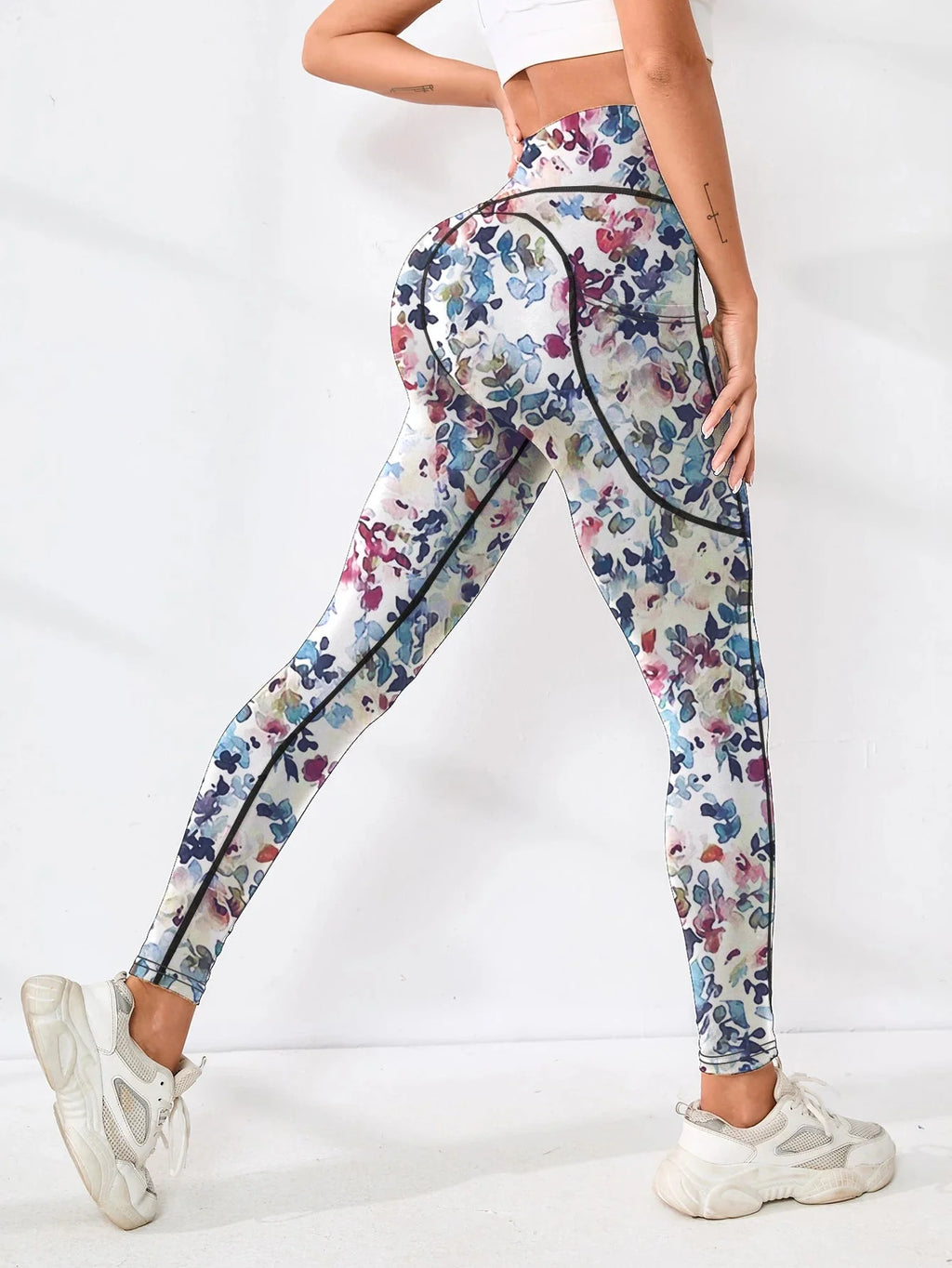 Printed High-Waist Pocket Fitness Pants Women