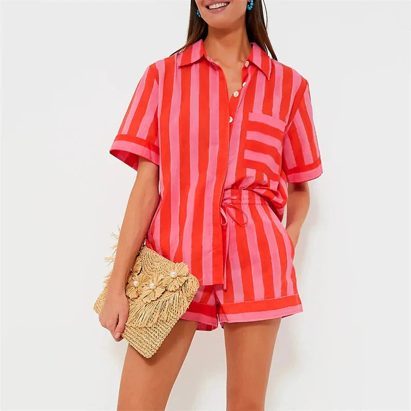 🌞 Lamuusaa 2-Piece Striped Summer Set – 2000s Streetwear Revival