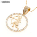 14K Gold CZ Sagittarius Zodiac Pendant