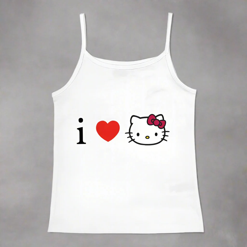 Y2K Hello Kitty Crop Top – Emo Girls Vintage Punk Tank