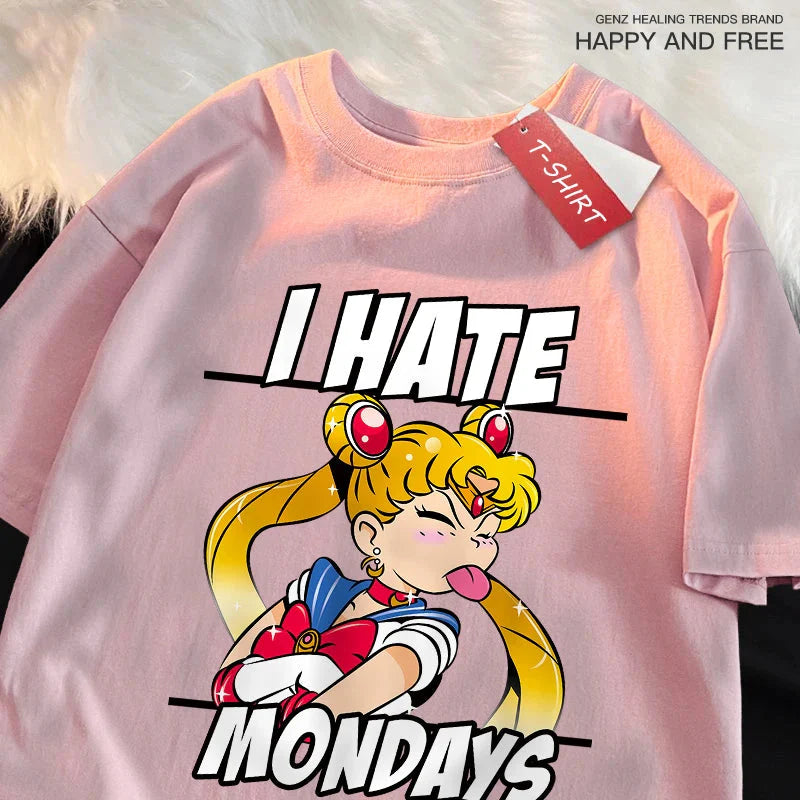 🌙 Sailor Moon Tongue-Out Graphic T-Shirt – Playful Anime Streetwear
