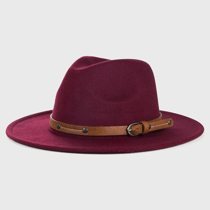 Unisex Wool Fedora – Flat-Brim Felt Hat for Fall & Winter