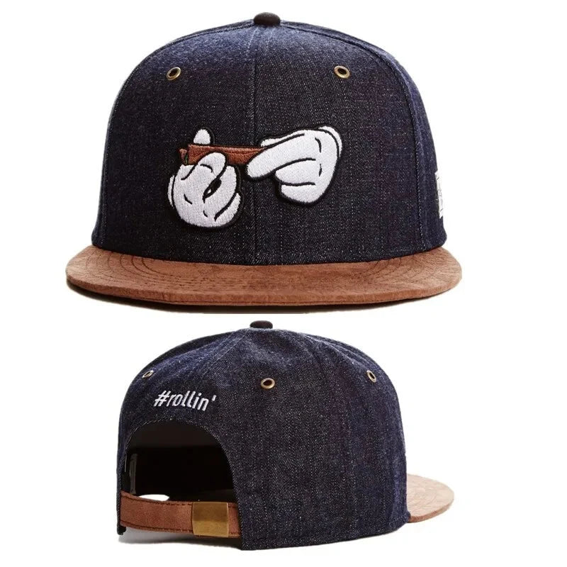 Skull Hand Snapback Hat – Flat Bill Adjustable Baseball Cap