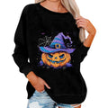 🎃 Vintage Pumpkin Print Long Sleeve T-Shirt – Harajuku Halloween Graphic Tee