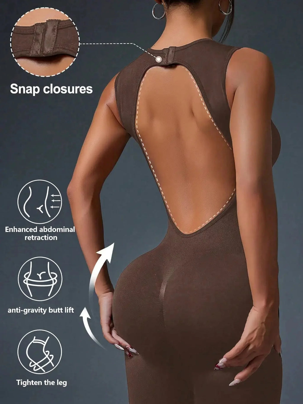 🧘‍♀️ Seamless Sleeveless Yoga Jumpsuit with Zipper Closure