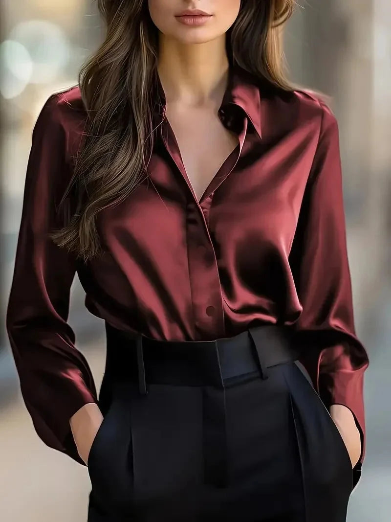 Women’s Spring-Autumn Lapel Button Shirt