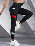 🖤 Colorblocked Mesh High-Waist Yoga Leggings with Side Pockets