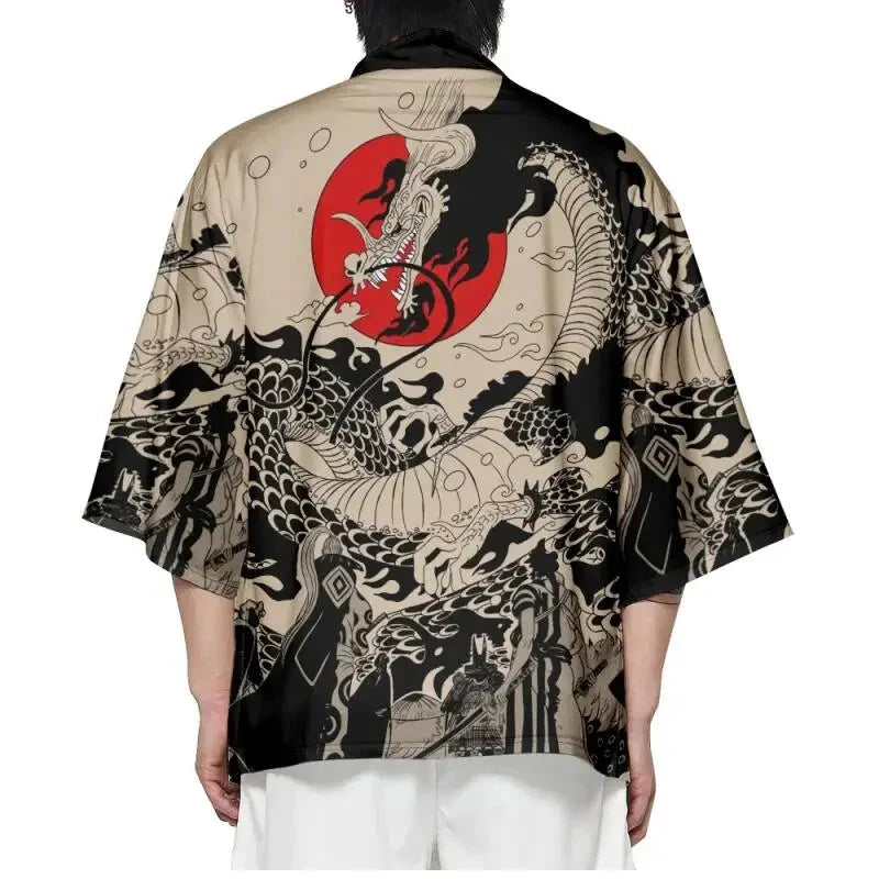 🐉 Summer Japanese Style Anime Dragon Print Haori Yukata