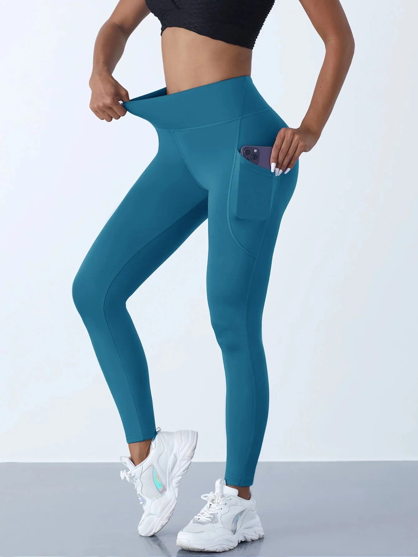High Waist Pocket Stretch Leggings Women