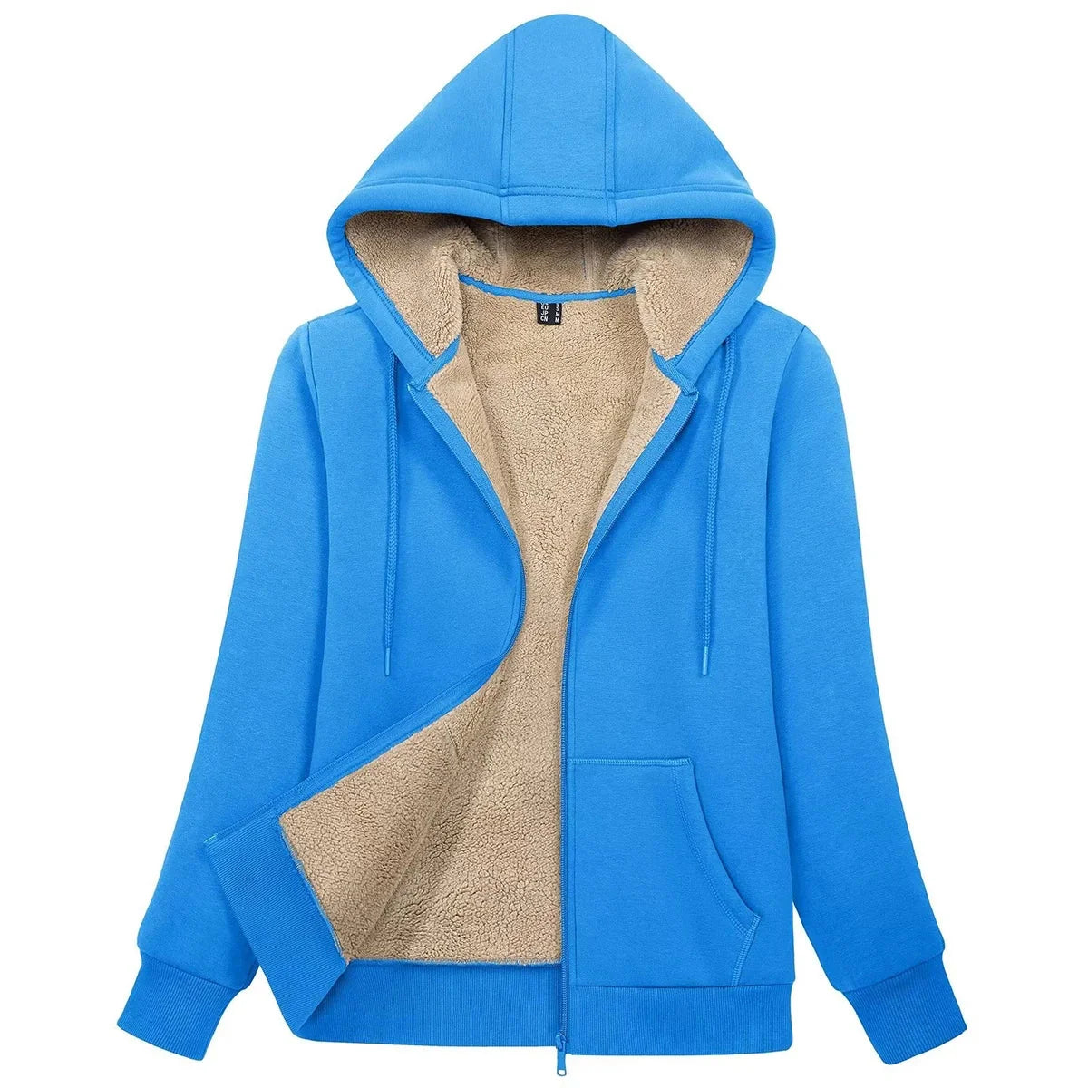 Sherpa-Lined Fleece Zip-Up Hoodie Jacket Women