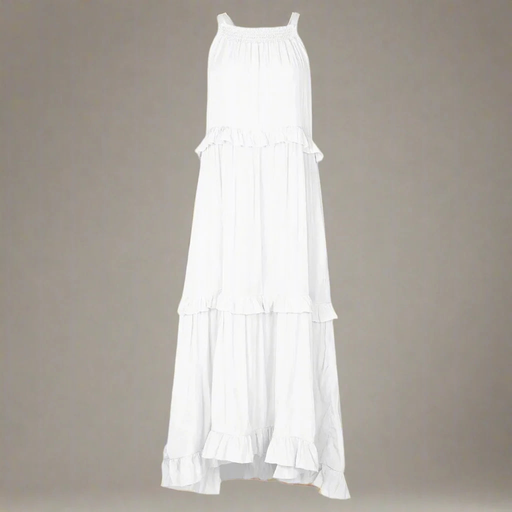 Elegant Apricot Ruffle Maxi Dress
