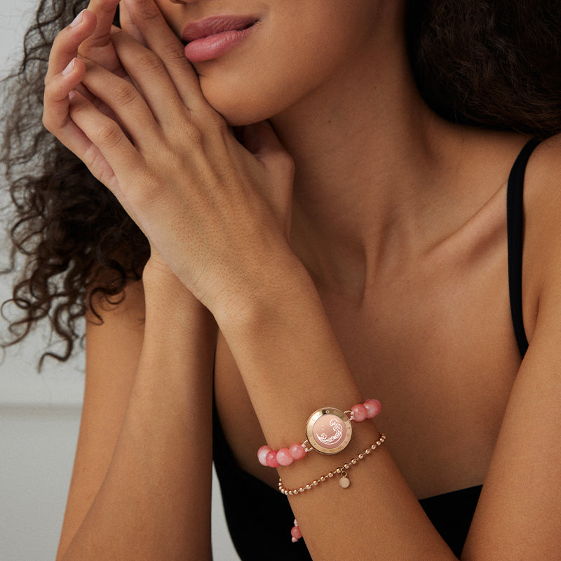 Mountain & Sea Touch Bracelets with Black Agate and Pink Persian Jade