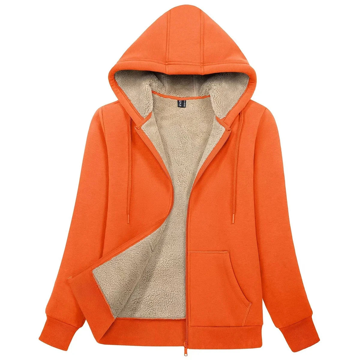 Sherpa-Lined Fleece Zip-Up Hoodie Jacket Women