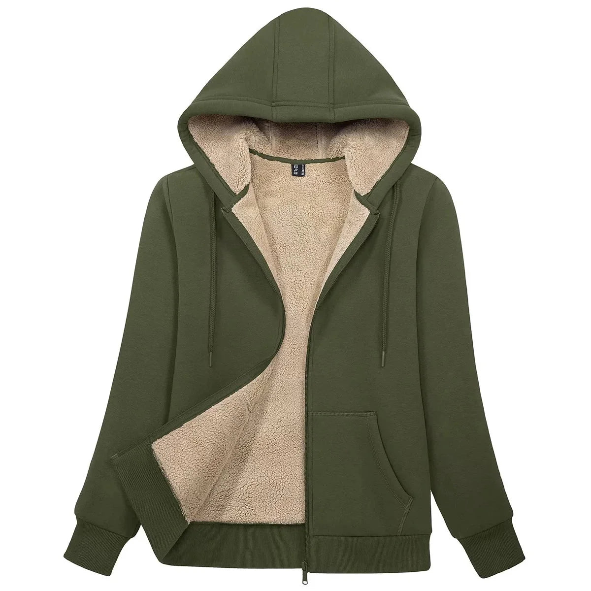 Sherpa-Lined Fleece Zip-Up Hoodie Jacket Women