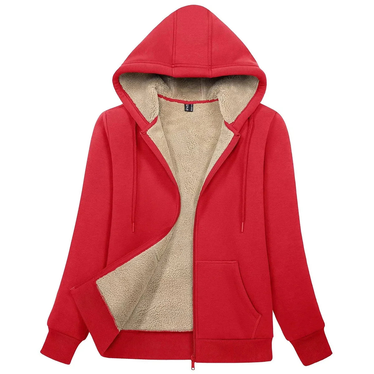 Sherpa-Lined Fleece Zip-Up Hoodie Jacket Women